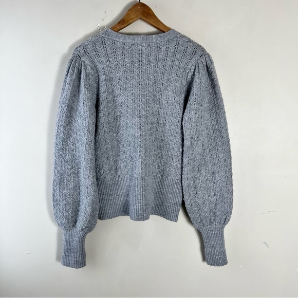 Emproved Puff-sleeve Cardigan Style A2212 In Dove Grey Size Small - Picture 6 of 15